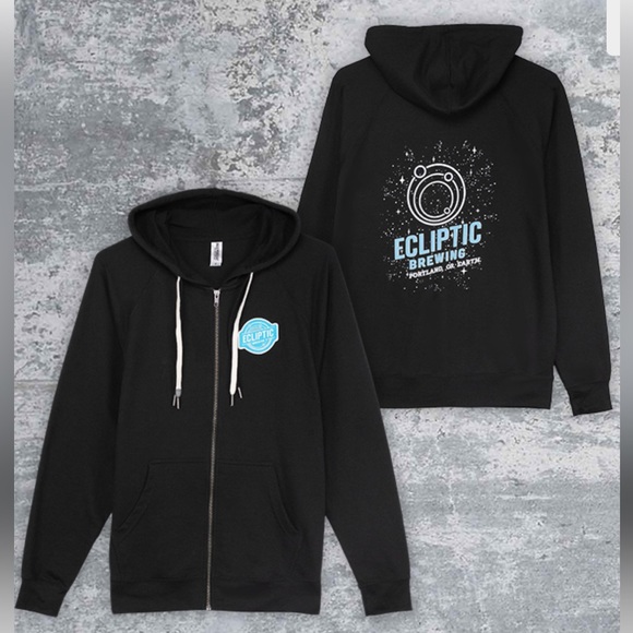 Ecliptic Brewing Black Zip-up Hoodie Size Small, Unisex fit - Picture 1 of 9